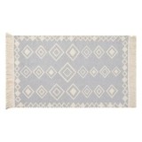 Covor decorativ tufted cu franjuri, Gri Ecru, 90x60 cm, CMCLASS