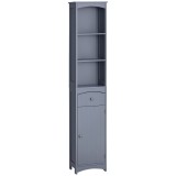 HOMCOM Dulap &Icirc;nalt de Baie &Icirc;ngust cu 1 Sertar și 3 Rafturi Deschise Stil Modern 34x24x170 cm Gri | Aosom Romania