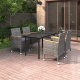 vidaXL Set mobilier de grădină cu perne 5 piese poliratan &amp; sticlă