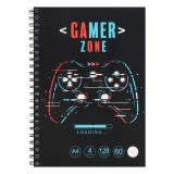 Caiet A4 Matematica Coperta Neagra Gaming cu 4 Subiecte &amp; Spirala - 128F