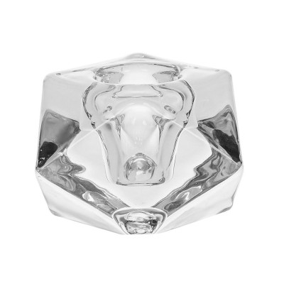 Suport Lumanare tip sfesnic, forma de diamant, Sticla, 4.5x4.5x3.7 cm, ATU-089005 foto