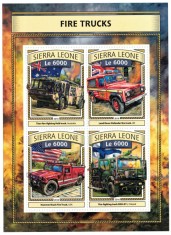 SIERRA LEONE 2016 - Masini de pompieri / set complet - colita+bloc MNH (2 imagini)