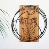 Decoratiune de perete, Tulip, lemn/metal, 55 x 57.5 cm, negru/maro, Enzo