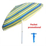 Umbrela protectie solara 3m cu suport tip burghiu albastru, structura metalica