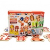 Cumpara ieftin Puzzle lemn 2 piese- Animale Magnetice, Wooden Toys