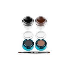 Kit Sprancene, Kiss Beauty, Fit Eye Durable, 2 Gel Sprancene, 2 Fard Sprancene, Pensula, Black-Brown