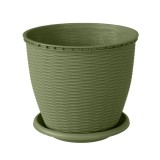 Ghiveci din plastic, Critex, cu farfurie, verde, D 17.5 cm