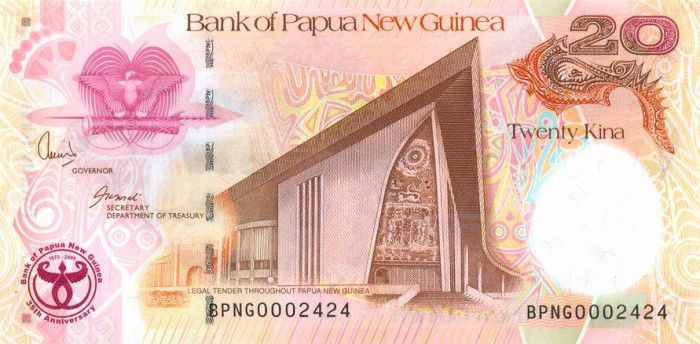 PAPUA NOUA GUINEE █ bancnota █ 20 Kina █ 2008 █ P-36 █ COMEMORATIV █ UNC