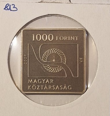 Hungary, Ungaria, 1000 Forint Don&amp;aacute;t B&amp;aacute;nki, 2009, KM#813 comemorativa, patrata foto
