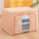 Cutie de depozitare pliabila, flippy, cu fermoar, 66 l, textil, 50x40x33 cm, cadru metalic, suport baza stabil din plastic, roz pudrat, model 2