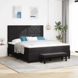 Cumpara ieftin Pat cu arcuri cu headboard Negru 200 x 180 cm Catifea