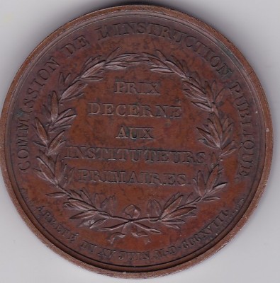 Medalie Franta LOUIS XVIII Commission de l&amp;rsquo;instruction publique 1818 foto