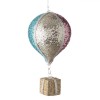 Ornament Brad Crăciun, Model Balon de Aer, Spumă, Multicolor, 8x16cm, Glitter Auriu, Cadou Suspendat, Panglică Argintie, Oem