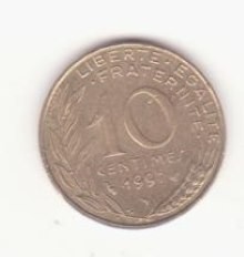 Franța 10 centimes 1997 foto