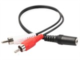 Cablu adaptor audio 2x RCA Tata la Jack 3.5mm mama, 30cm, Stereo, negru, Active