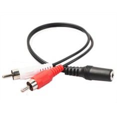 Cablu adaptor audio 2x RCA Tata la Jack 3.5mm mama, 30cm, Stereo, negru