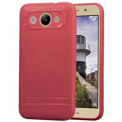 Husa TPU OEM Litchi pentru Huawei Y3 (2018), Rosie foto