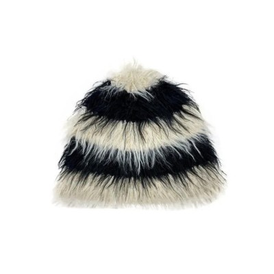 Caciula din blana artificiala alb-negru foto