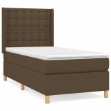 Cumpara ieftin Pat box spring cu saltea, maro inchis, 100x200 cm, textil