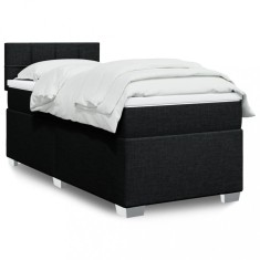 vidaXL Pat box spring cu saltea, negru, 90x200 cm, textil 3285773