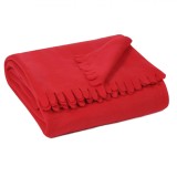 Pătură Decorativă Fleece, Model Franjuri, Culoare Roșu, Dimensiuni 170x130cm, Material Poliester, Oem