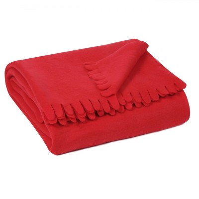 Pătură Decorativă Fleece, Model Franjuri, Culoare Roșu, Dimensiuni 170x130cm, Material Poliester foto