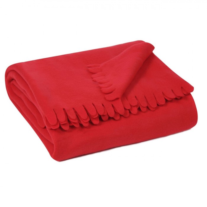 Pătură Decorativă Fleece, Model Franjuri, Culoare Roșu, Dimensiuni 170x130cm, Material Poliester