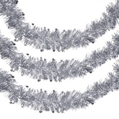Beteală Crăciun, Tinsel, Argintiu, 3m x 7cm