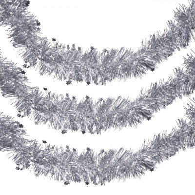 Beteală Crăciun, Tinsel, Argintiu, 3m x 7cm foto