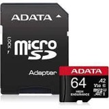 MEMORIE MICROSD ADATA Endurance, 64 GB, MicroSDHC, clasa 10, standard UHS-I U1, &quot;AUSDX64GUI3V30SHA2-RA1&quot; (timbru verde 0.03 lei)
