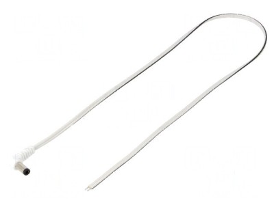 Cablu DC 5,5/2,5mm, 2x0,5mm&amp;sup2;, mufă unghi alb, 0,5m foto