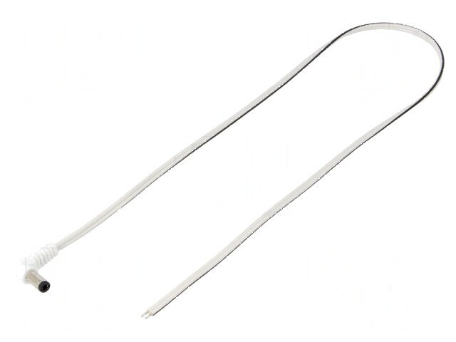 Cablu DC 5,5/2,5mm, 2x0,5mm&sup2;, mufă unghi alb, 0,5m