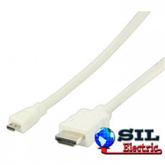 Cablu HDMI tata - micro HDMI HighSpeed Ethernet 1.0 m, alb foto