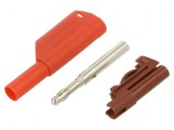 Conector banană 4mm 32A 1kV roşu nichelat cu izolaţie