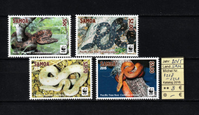 Oceania, Samoa, 2015 | Şarpe Boa Pacific - Reptile - WWF | Serie MNH | aph foto