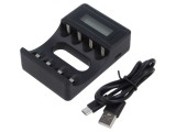 &Icirc;ncărcător QOLTEC microprocesor Ni-Cd Ni-MH 5V USB pentru 4 celule AA AAA R6 R03