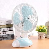 Ventilator cu picior gargarita, cu alimentare la retea, cu grila din metal, oscilant, baza anti-alunecare, alb/albastru