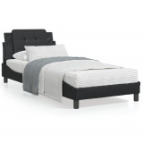 VidaXL Cadru de pat cu lumini LED, negru, 80x200 cm, piele ecologică