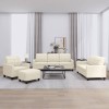 VidaXL Set de canapele cu perne, 4 piese, crem, piele ecologică