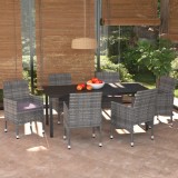 VidaXL Set mobilier de grădină cu perne, 7 piese, gri, poliratan