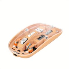 Mouse Nou M233, 1600dpi, 5 Butoane, Indicator Nivel Baterie, Transparent, Roz, Wireless + Bluetooth foto