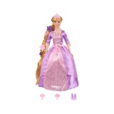 Papusa printesa blonda cu rochita Mov si accesorii, ATU-087616, Plastic, Oem