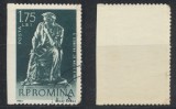 ROMANIA 1961 Sculpturi timbru 1.75 Lei eroare stampilata nedantelata latura din stanga, margine de coala