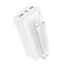 POWER BANK Borofone &quot;BJ57B&quot;, 30000mAh, 22.5W, 2 x USB; 1 x cablu USB Type-C, 1 x cablu Iphone Lightning, alb, &quot;6941991116476&quot; (timbru verde 0.98 lei)