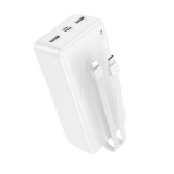 POWER BANK Borofone &quot;BJ57B&quot;, 30000mAh, 22.5W, 2 x USB; 1 x cablu USB Type-C, 1 x cablu Iphone Lightning, alb, &quot;6941991116476&quot; (timbru verde 0.98 lei)