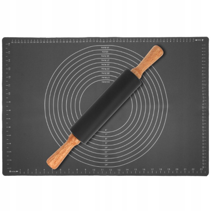 Set Plansa din Silicon Alimentar cu Sucitor, Manere din Lemn, pentru Modelare Aluat, Rezistenta la Temperaturi Ridicate si Rupere, Anti-alunecare, cu