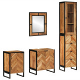 Set mobilier de baie, 4 piese, fier si lemn masiv de acacia GartenMobel Dekor, vidaXL