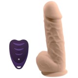 Vibrator SILEX-D 8.5&rdquo; Model 1, realist cu testicule, control prin telecomandă, 10 funcții de vibrații, 21.5 cm, culoarea pielii