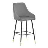 Cumpara ieftin Scaun de bar Lithe picioare metal auriu negru - gri catifea 47x44x98cm