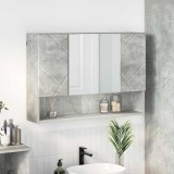 VidaXL Dulap cu oglindă pentru baie cu ușă Gri beton 80 x 17 x 55 cm 883357